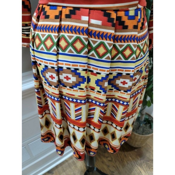 Hello Miss Women Multicolor Polyester Round Neck long Sleeve Knee Length Dress S - Picture 4 of 11